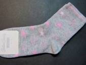 více - Ponožky šedý melír sv.růžové hvězdičky  v.32/34