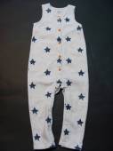 více - 1704 Teplákové kalhotky s laclem šedý melír, tm.modré hvězdičky   M+S   18-24m   v.86/92