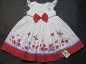 více - Plátěné šaty se spodničkou červeno-bílé s mašlí a obrázky  GEORGE   12-18m
