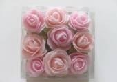 více - Pěnové růže na drátku sv.růžové   4cm  9ks