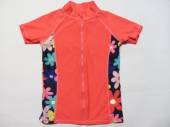 více - 2604 Plavkové tričko na zip neonové s květovanými boky  NUTMEG   9-10 let   v.134/140