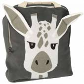 více - Větší látkový batoh pro předškoláky šedý se žirafou   29 x 35 x 11cm