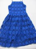 více - 0505 Krajkové šaty na ramínka modré s tm.modrou spodničkou  RIVER ISLAND   10 let  v.140