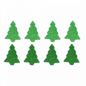 zvětšit obrázek - Pěnové samolepky stromečky 3,5cm, 2 odstíny zelené se třpytkami  25ks