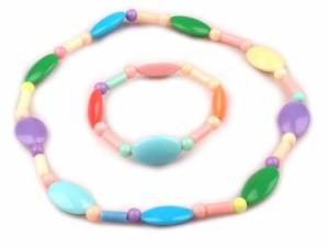 zvětšit obrázek - Sada náhrdelník a náramek z barevných plastových korálků 
