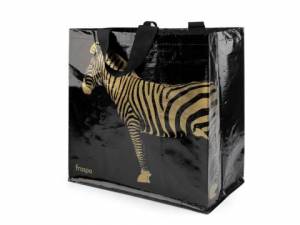 zvětšit obrázek - Nákupní taška černá s designovým potiskem zebry   35 x 34 x19cm - zlatý potisk