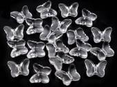 více - Velké plast.korálky  motýlek  15 x 18mm - transparentní  20ks