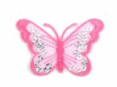 více - Nažehlovačka  motýl, sv.růžový s flitříky