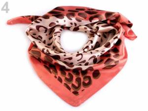 zvětšit obrázek - Saténový šátek lososový s leopardím vzorem  57 x 57cm