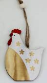více - Slepice závěs dřevo bílá    7,5 x 9cm
