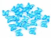 více - Velké plast.korálky  motýlek  15 x 18mm - azurově modré  20ks