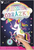 více - Vyškrabávací obrázky 2 archy 16,5 x 21 cm  Jednorožec + kočička
