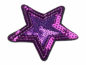 zvětšit obrázek - Nažehlovačka velká hvězda s flitry  7 cm -  fialová