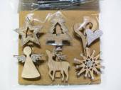 více - Dřevěné kolíčky vánoční se stříbrnými glitry  6ks