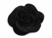 více - Růže z imitace kožešiny  5cm  černá