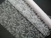 více - Organza s potiskem bílá   š. 36cm
