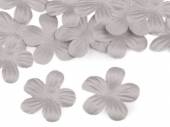 více - Polotovar látkový květ sv.šedý  průměr 37mm    10ks