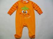 více - 2709 Sametový overálek oranžový dýně    3-6m