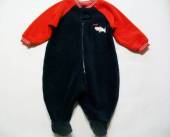 více - 1212 Teplý overal fleece tm.modro-červený s výšivkou  M+S  3-6m