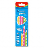 více - Silná grafitová tužka trojhranná neonově růžová  HB