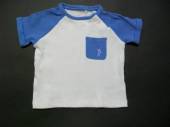 více - Žebrované tričko sv.modro-bílé s kapsičkou  3-6m
