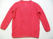 více - 0611 Pletený svetr s plastickým vzorem sytě růžový  YD  8-9 let  v.128/134