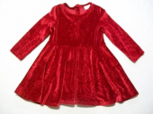 více - 2412 Sametové šaty červené s plastickým vzorem  F+F  12-18m