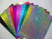 více - Barevný holografický karton  A4 - 10 barev