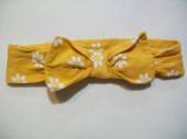 více - 1212 Bavl. čelenka medově žlutá s kytičkami, na suchý zip    obvod 42cm