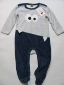více - Overal fleece tm.modro-šedý s očima  18-24m   v.92