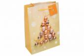 více - Střední vánoční dárková taška se zlatými baňkami   18 x 23 x 9cm
