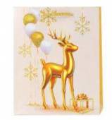 více - Střední vánoční dárková taška se zlatými glitry    20 x 24cm