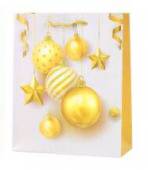 více - Střední vánoční dárková taška se zlatými glitry    20 x 24cm
