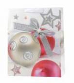 více - Dárková vánoční taška střední se stříbrnými glitry    18 x 23cm