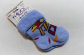 více - Froté ponožky s ohrnutím sv.modré s autíčkem  0-3m