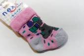více - Froté ponožky s ohrnutím sv.růžové s hrošíkem   0-3m