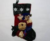 více - 2412 Vánoční ponožka na zavěšení s 3D sobem  a rolničkou   