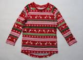 více - 2412 Dívčí tričko dl.rukáv červené s vánočním vzorem  4-5 let  v.104/110