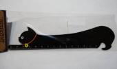 více - Plastová záložka / pravítko černá kočka  15cm