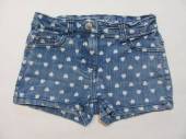 více - 0908 Riflové kraťasy s bílými srdíčky  DENIM   5-6 let   v.110/116