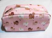 více - 1003 Omyvatelné pouzdro sv.růžové s pejsky  22 x 11 x 11cm