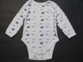 více - 2305 Body dl.rukáv bílé s modrými obláčky  EARLY DAYS   6-9m   v.68/74