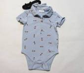 více - 0306 Nenošené body s límečkem sv.modré + bavl. motýlek  NEXT  6-9m