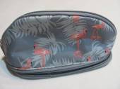 více - 1006 Pouzdro s penálkem šedé s plameňáky /uvnitř flíček/   dl. 22cm
