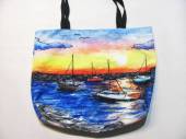více - 1306 Jako nová větší plátěná taška s letním motivem   47 x 41cm