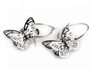zvětšit obrázek - Lehké kovové náušnice s motýlky 