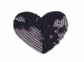 více - Nažehlovačka srdce s flítry   5 x 5,3 cm  - černé