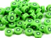 více - Korálky  FIMO  průměr 10mm -  kiwi      10ks