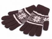 více - Velké pletené rukavice s norským vzorem - hnědé