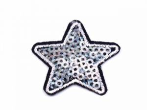 zvětšit obrázek - Nažehlovačka  hvězda s flitry  3,5cm - stříbrná